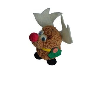 Vintage 1980s Reindeer Pom Magnet Nestalgia Kitsch Goggle Eye